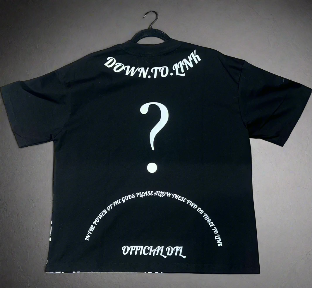 Oversized Official DTL Question Mark Pattern T-Shirt